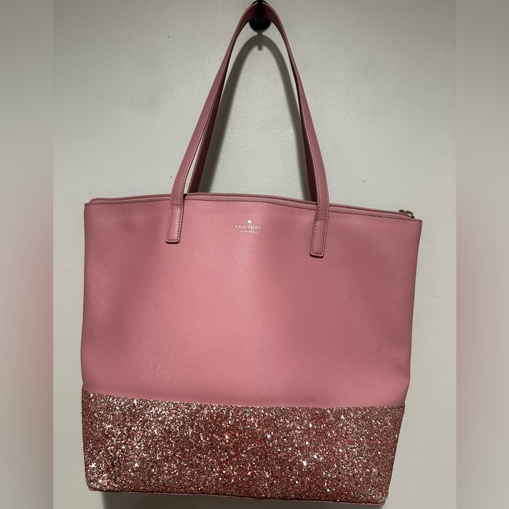 Kate Spade Penny Glitter Tote Shoulder Bag Dusty Peony